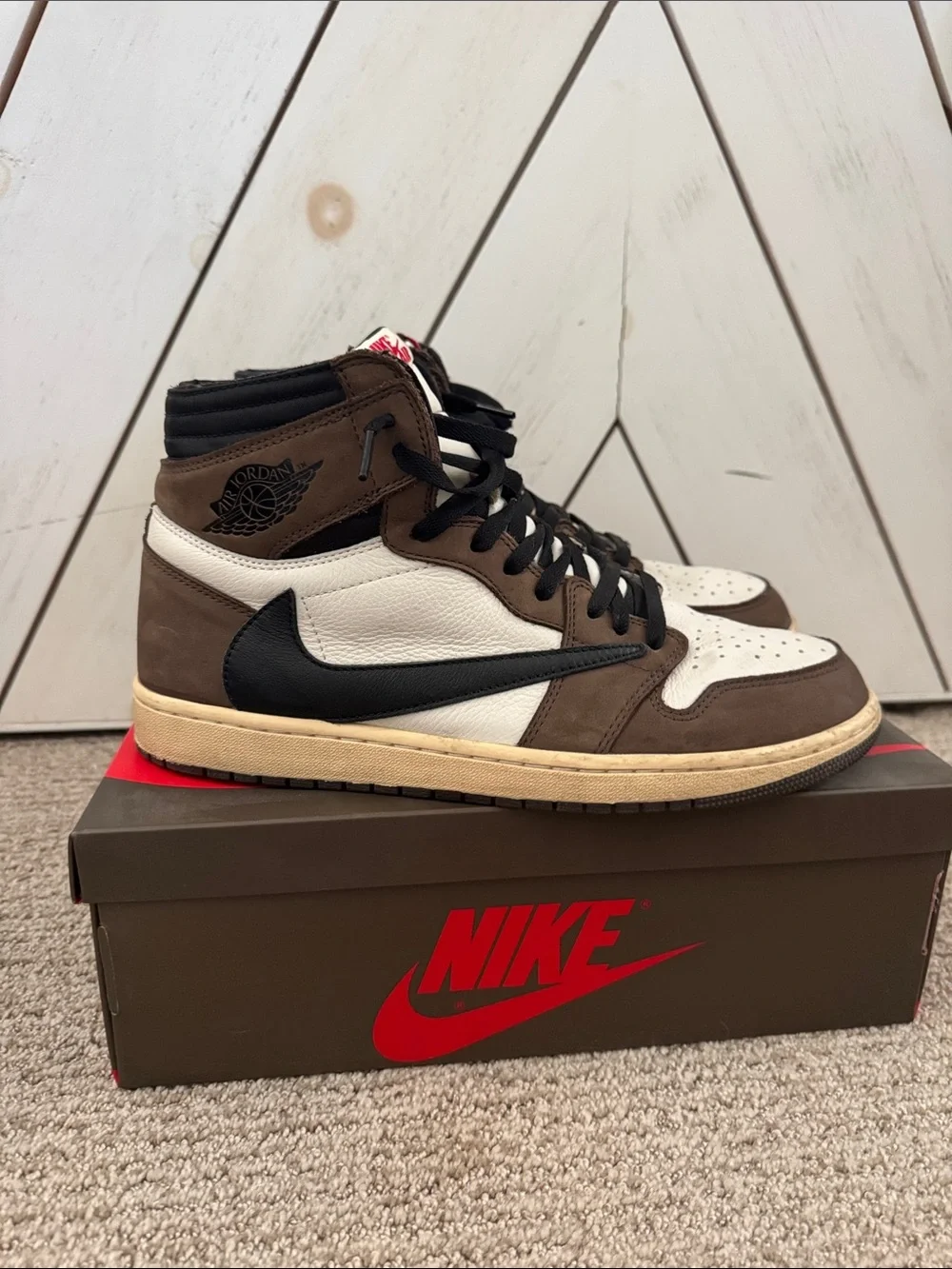 Jordan Travis Scott 1 High OG Brown Black White Used size 13